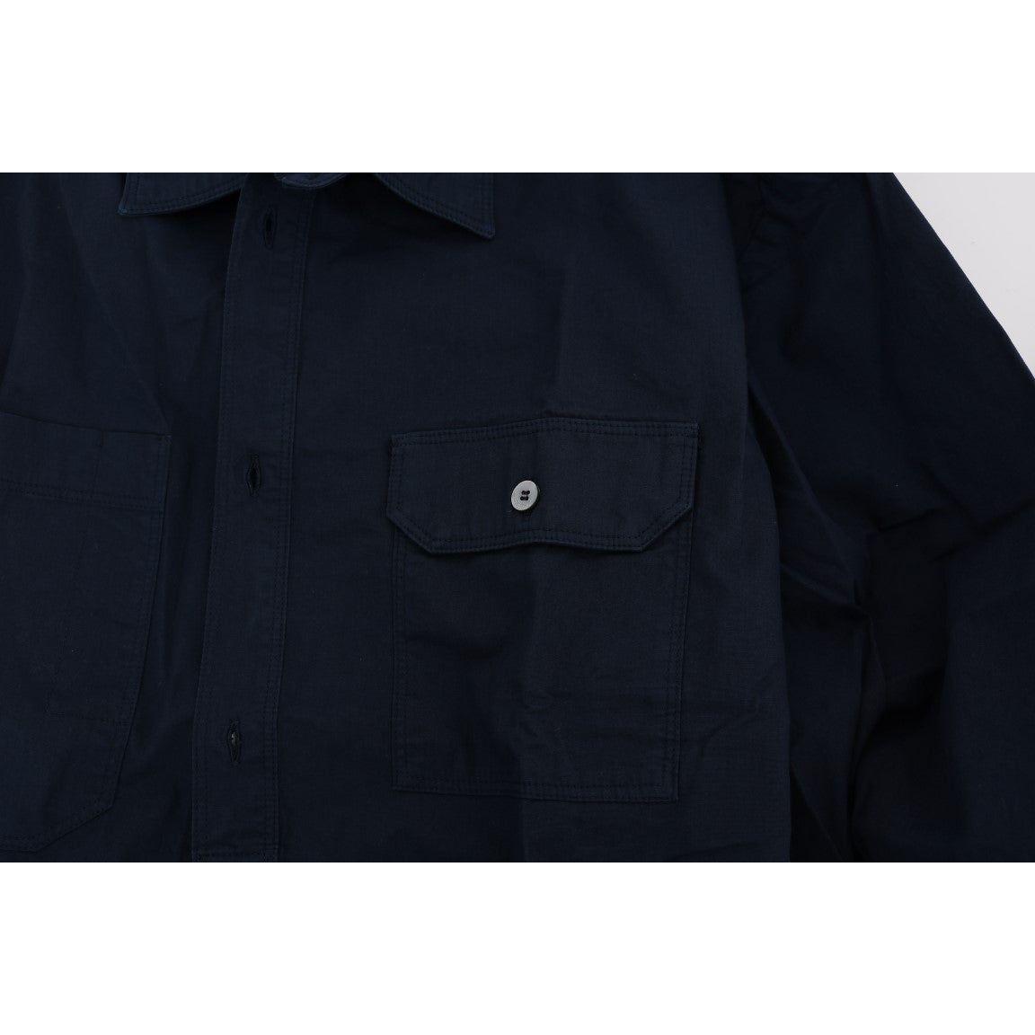 John Galliano Blue Casual Cotton Long Sleeve Shirt