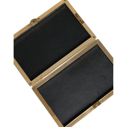 Dolce & Gabbana Gold Crystal Bifold Clutch Evening Party Women Purse Bag