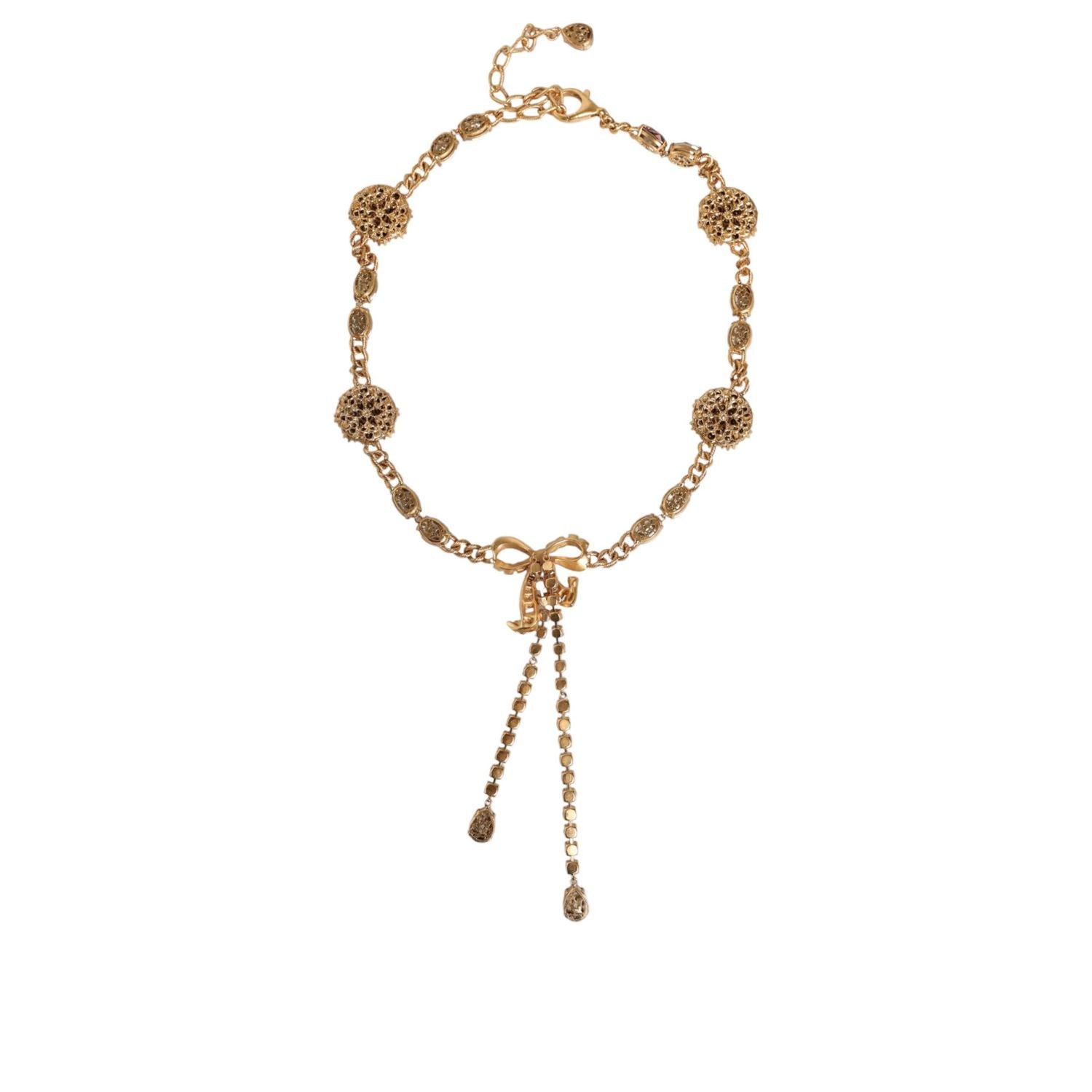 Dolce & Gabbana Gold Tone Brass Crystal Embellished Belt