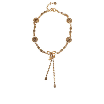 Dolce & Gabbana Gold Tone Brass Crystal Embellished Belt