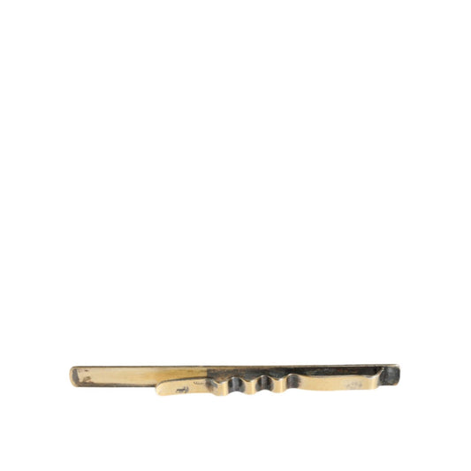 Dolce & Gabbana Gold Tone Brass Logo Branded Men Tie Clip Bar FASHION ACCESSORIES