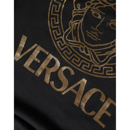 Versace Black Medusa Fleece Cotton Crew Neck Sweatshirt Sweater