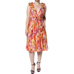 Dolce & Gabbana Multicolor Floral Sleeveless V-neck Midi Dress