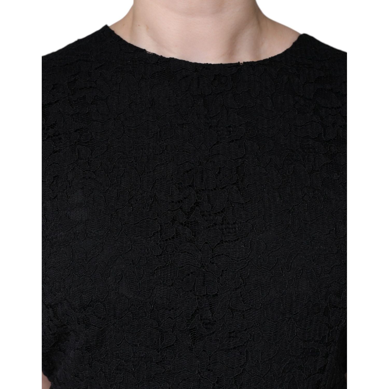 Dolce & Gabbana Black Cotton Sheath Knee Length Dress