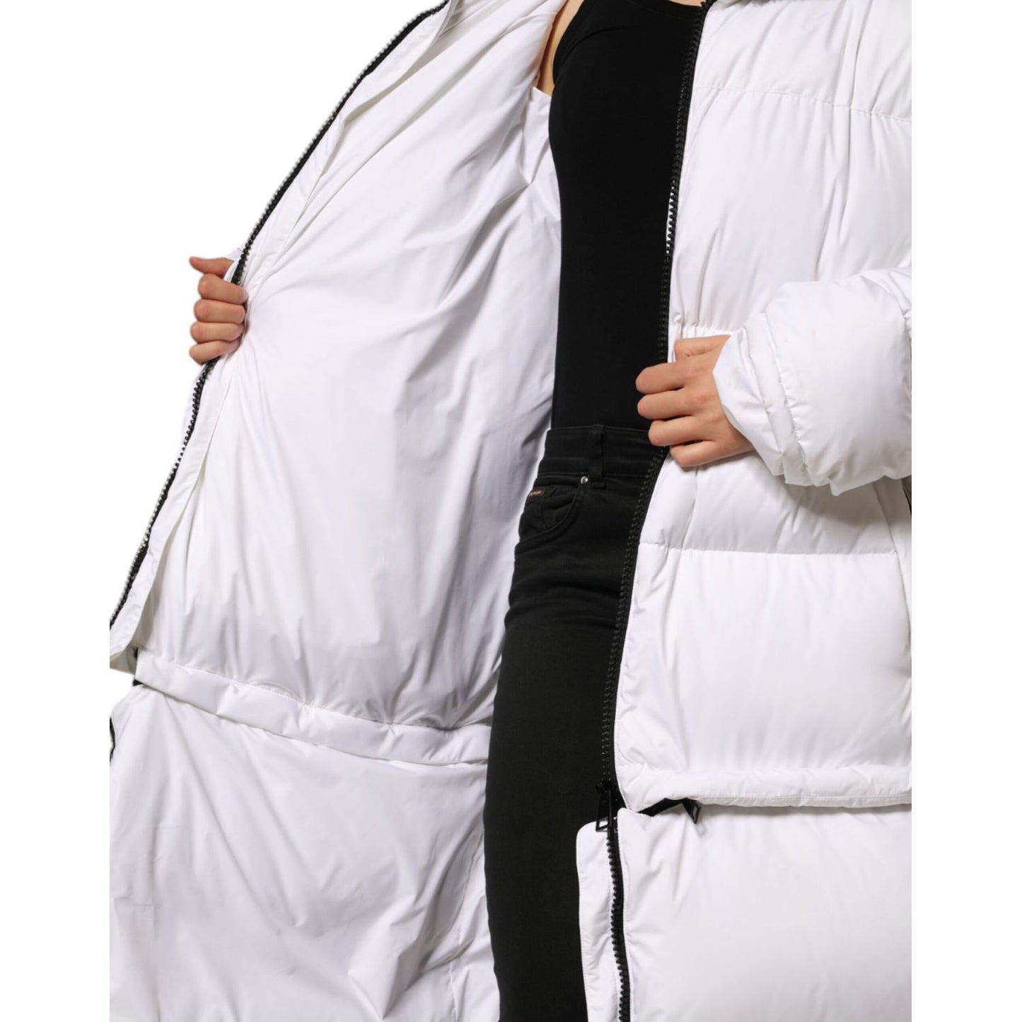 Dolce & Gabbana White Puffer Quilted Full Zip Coat Jacket 1728,67345645728,Clothing,Dolce & Gabbana,IT40|S,Jackets & Coats - Clothing,Jackets & Coats - Women - Clothing,Material: 100% Nylon,New with tags,Parkas - Jackets & Coats - Clothing,White,Women