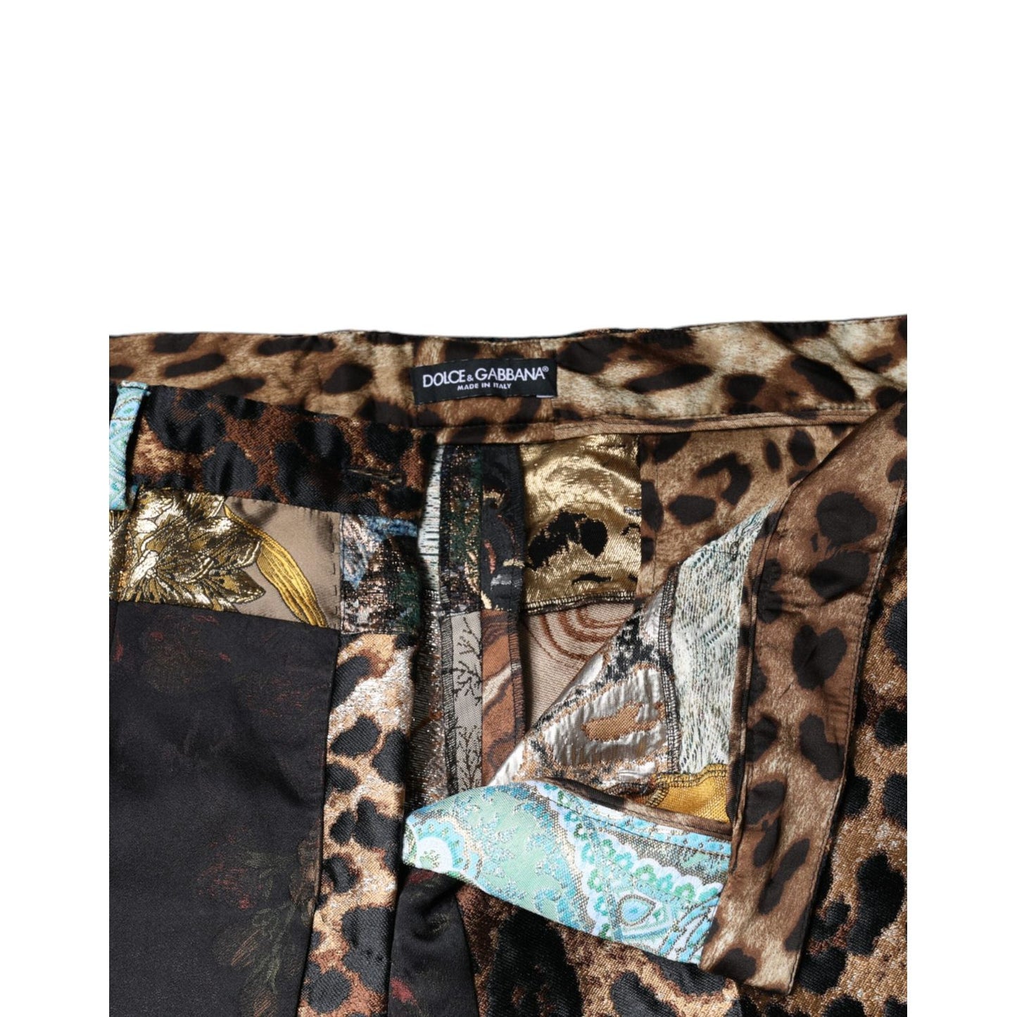Dolce & Gabbana Multicolor Patchwork Jacquard High Waist Pants