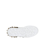 Dolce & Gabbana White Leather Floral Studded Sneakers Shoes