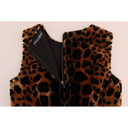 Dolce & Gabbana Brown Leopard Print Silk Sheath Dress