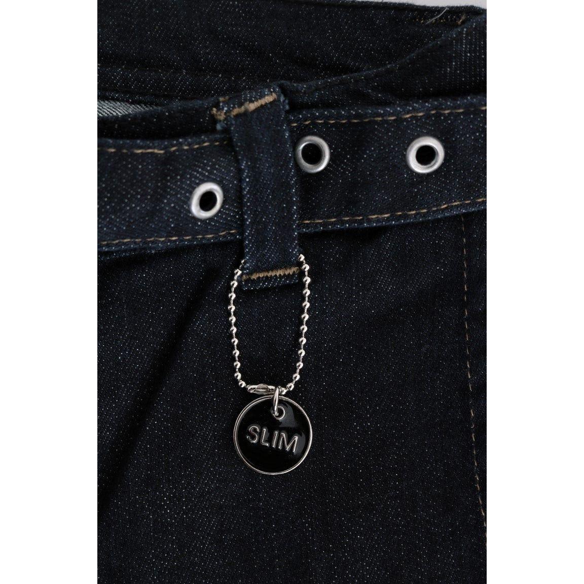 Costume National Blue Cotton Stretch Slim Fit Jeans