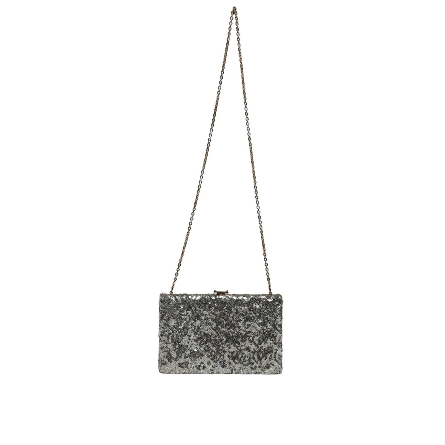 Dolce & Gabbana Silver Sequined Clutch Evening Crossbody Bag Dolce & Gabbana