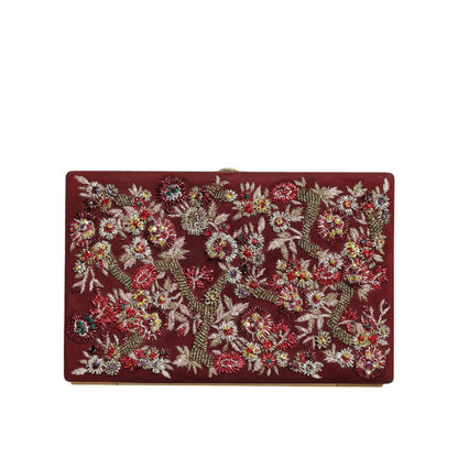Dolce & Gabbana Bordeaux Velvet Gold Frame Clutch Evening Bag Dolce & Gabbana