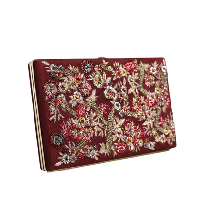 Dolce & Gabbana Bordeaux Velvet Gold Frame Clutch Evening Bag Dolce & Gabbana