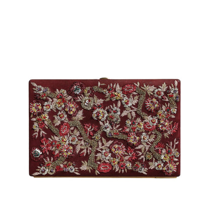 Dolce & Gabbana Bordeaux Velvet Gold Frame Clutch Evening Bag Dolce & Gabbana