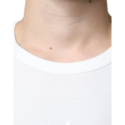 Dolce & Gabbana White Logo Embossed Cotton Crewneck T-shirt