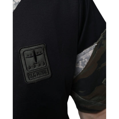 Dolce & Gabbana Multicolor Camouflage Patchwork DG Royal T-shirt
