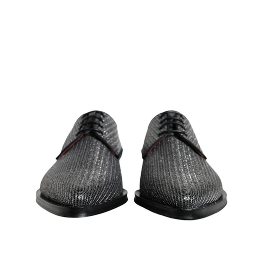 Dolce & Gabbana Silver Polyurethane Derby Formal Dress Shoes
