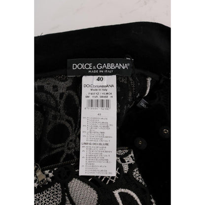 Dolce & Gabbana Floral Macramé Lace Crystal Button Skirt