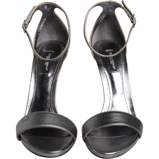 Dolce & Gabbana Silver KEIRA Heels Ankle Strap Sandals Shoes LA11725-38