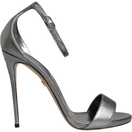 Dolce & Gabbana Silver KEIRA Heels Ankle Strap Sandals Shoes LA11725-38