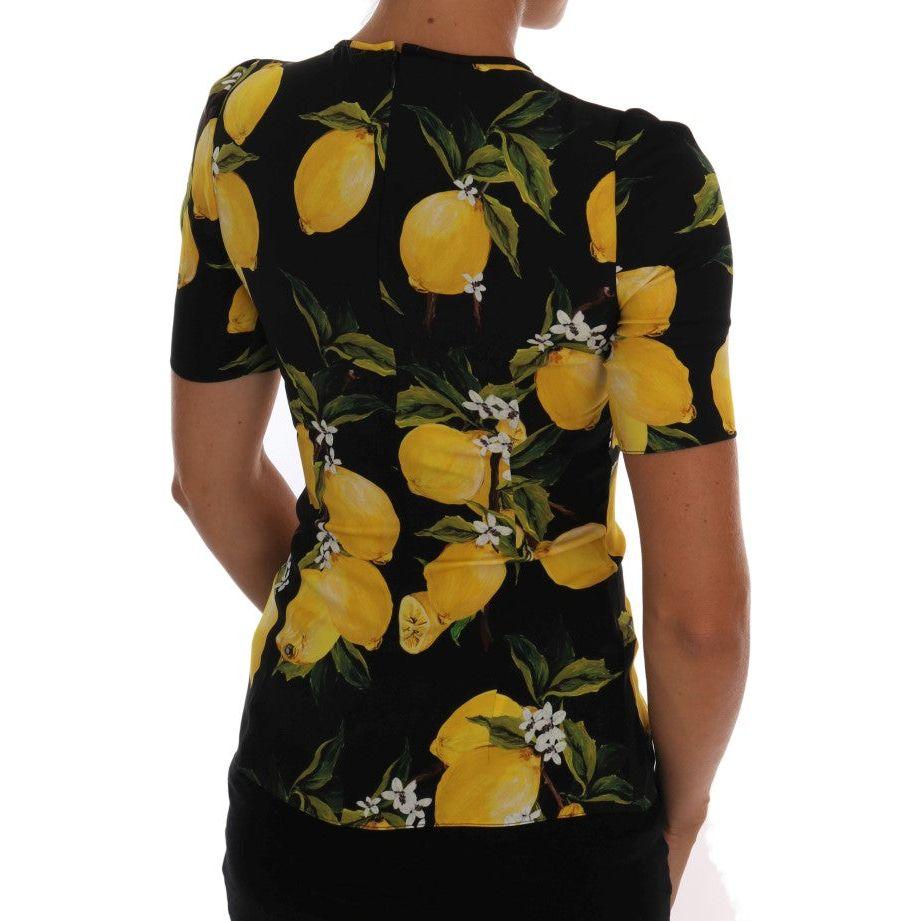 Dolce & Gabbana Multicolor Lemon Silk Stretch T-Shirt