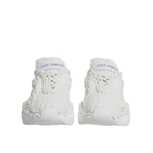Dolce & Gabbana White Knitted Daymaster Sneakers Shoes