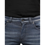 Dolce & Gabbana Dark Blue Washed Cotton Skinny Denim Jeans