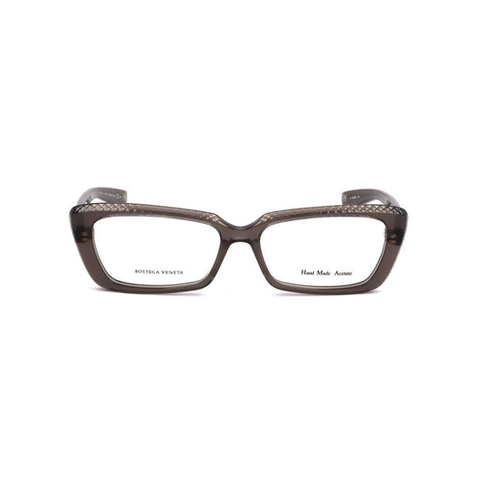 Bottega Veneta Gray Acetate Frames for women, front view showing elegant design and craftsmanship.