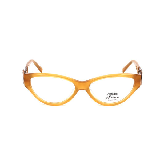 Marciano by Guess Orange Plastic Frames with amber color, unisex design, lens/bridge/temple size 52/14/135 mm, elegant eyeglasses.