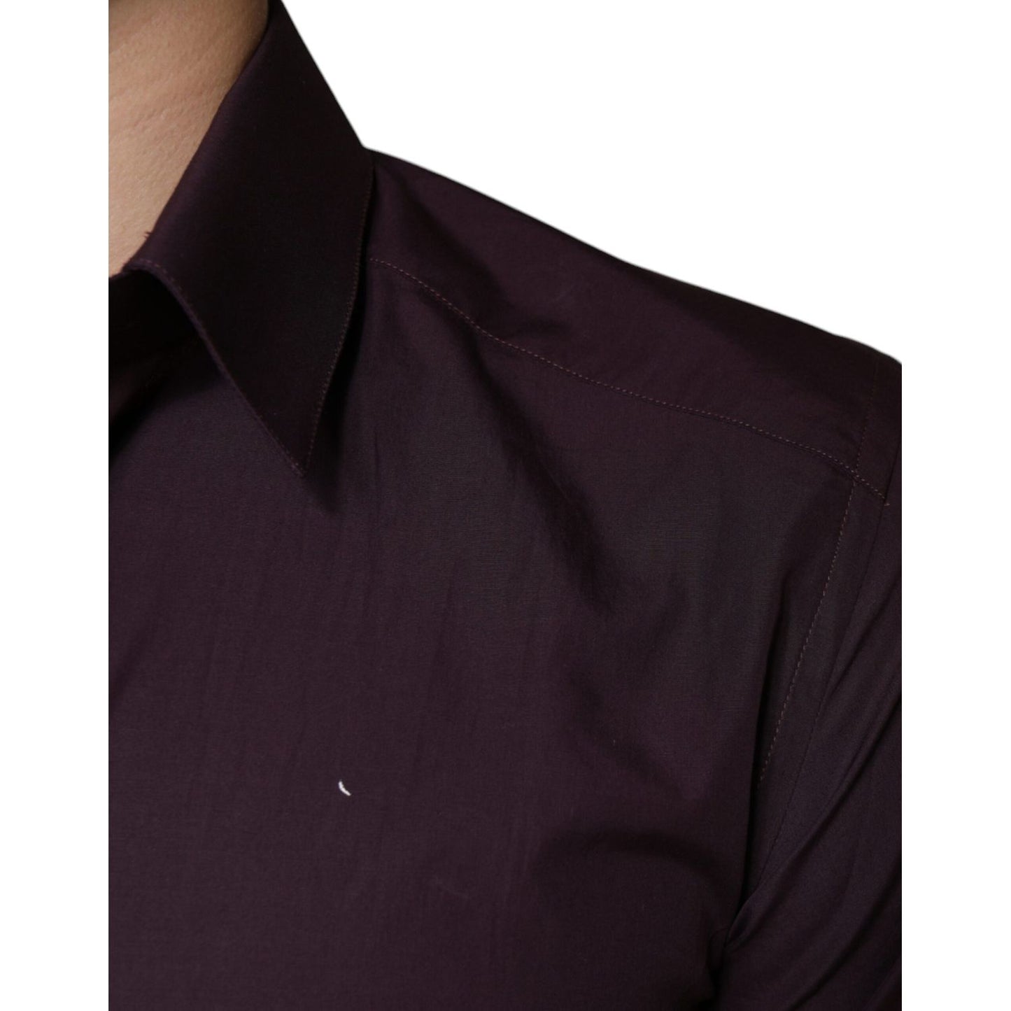 Dolce & Gabbana Dark Violet Cotton Dress GOLD Men Formal Shirt