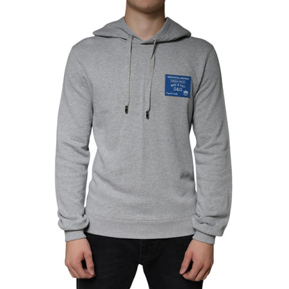 Dolce & Gabbana Gray Cotton Logo Hooded Sweatshirt Sweater