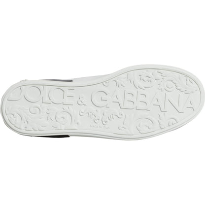Dolce & Gabbana White Leather Logo Portofino Sneaker Shoes