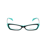 Alexander McQueen Multicolor Acetate Frames in turquoise, ruthenium grey and black with a cat-eye design, 52/14/145mm dimensions.