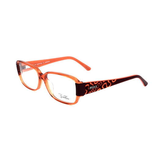 Emilio Pucci Orange Plastic Frames with patterned temples, model EP2654800, 55/14/130mm dimensions for women.