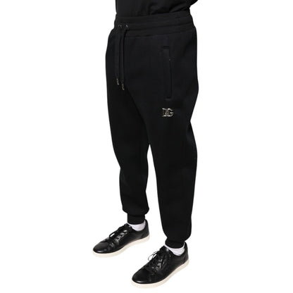 Dolce & Gabbana Black Modal DG Logo Jogger Men Sweatpants Pants