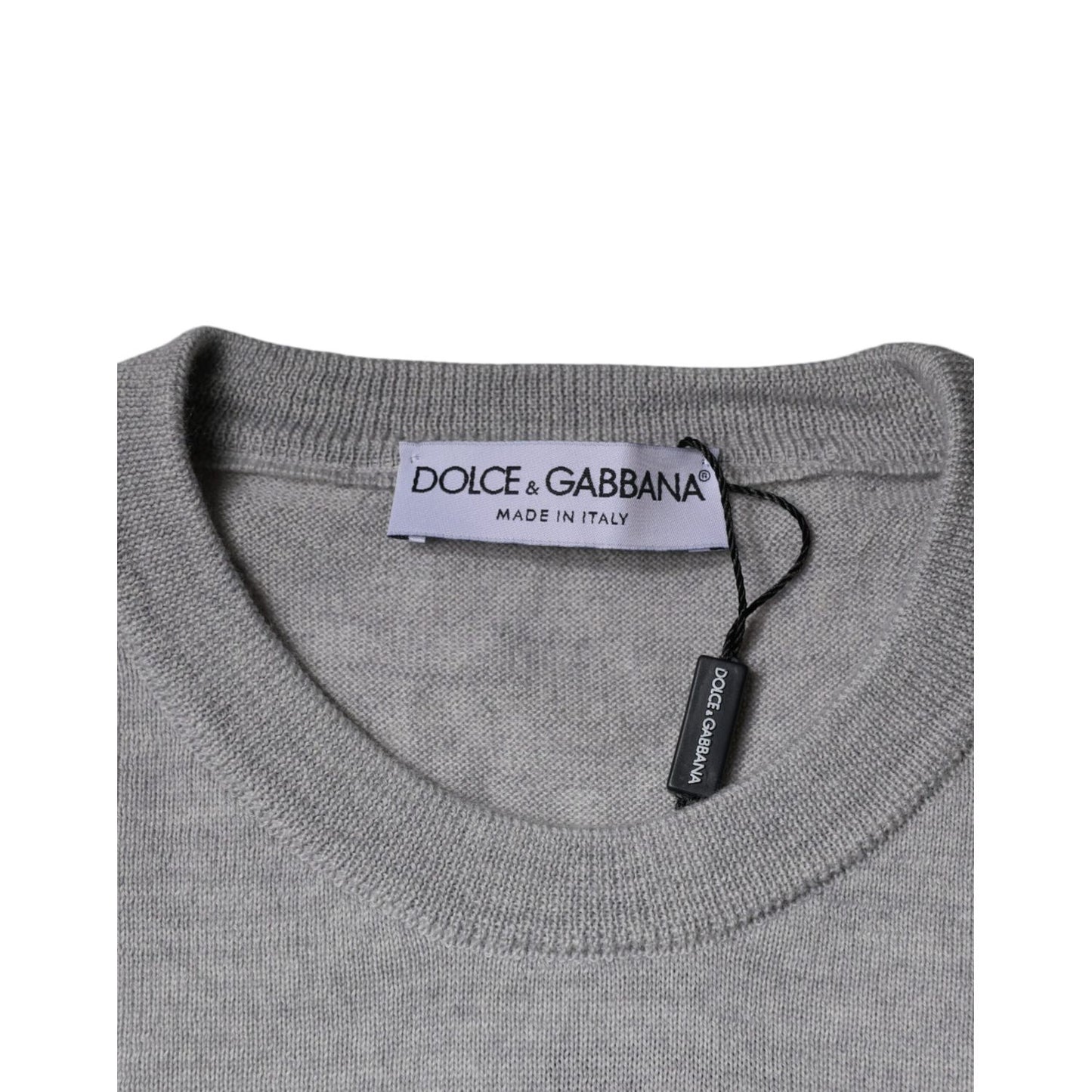 Dolce & Gabbana Light Gray Wool Crew Neck Pullover Sweater