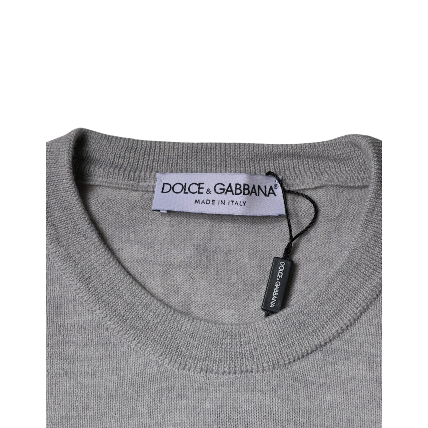Dolce & Gabbana Light Gray Wool Crew Neck Pullover Sweater