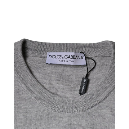 Dolce & Gabbana Light Gray Wool Crew Neck Pullover Sweater