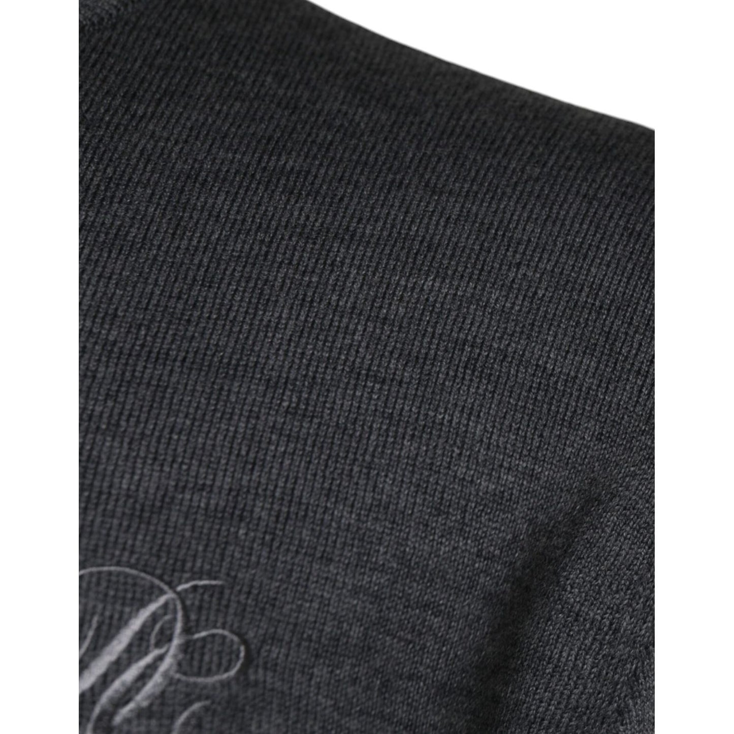 Dolce & Gabbana Dark Gray Wool Crew Neck Pullover Sweater
