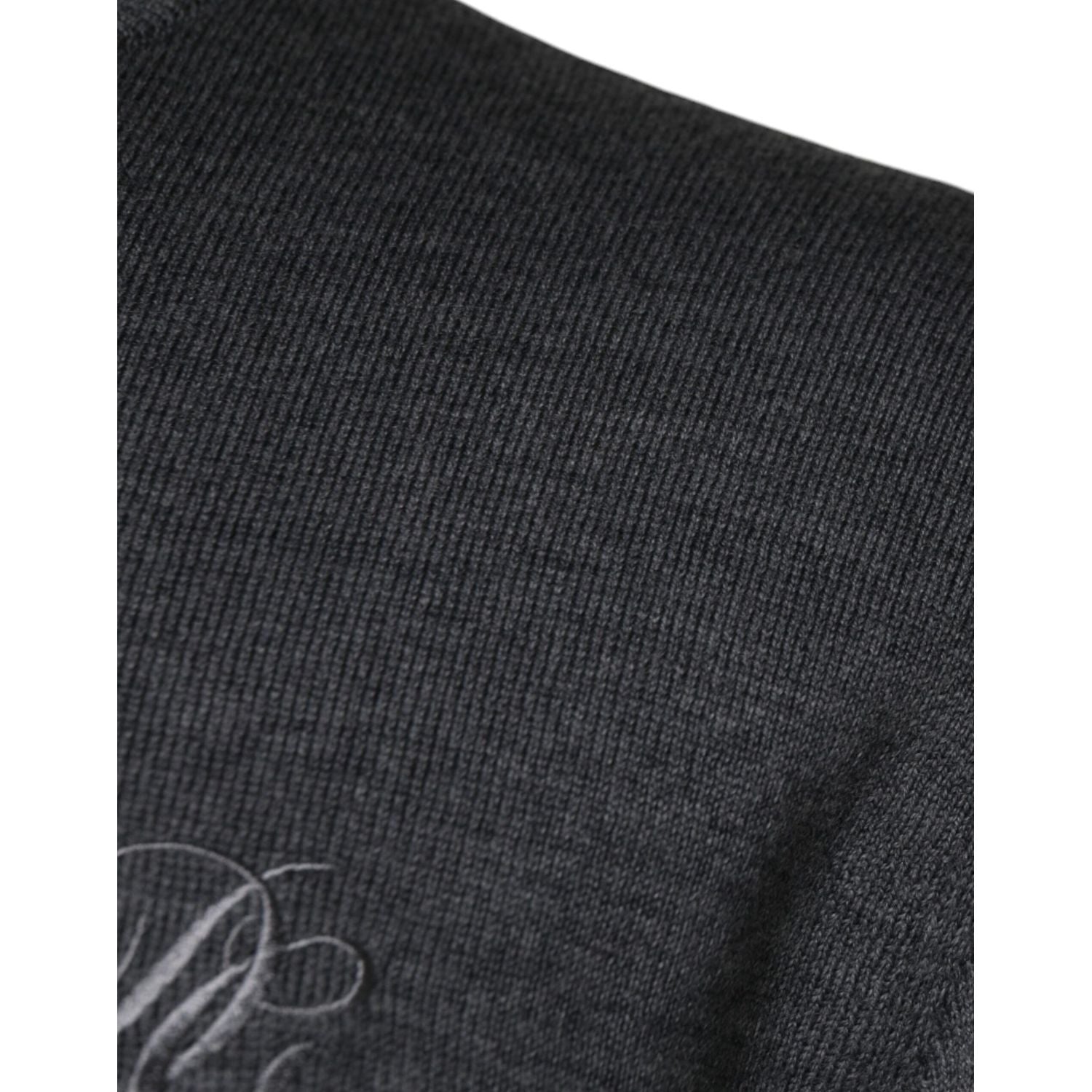 Dolce & Gabbana Dark Gray Wool Crew Neck Pullover Sweater