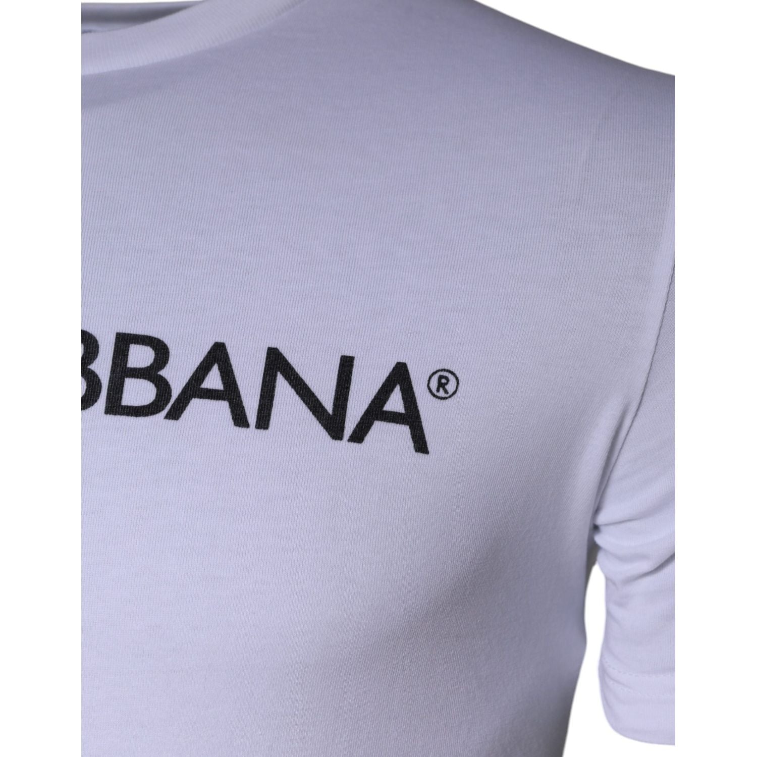 Dolce & Gabbana White Logo Print Cotton Crew Neck T-shirt