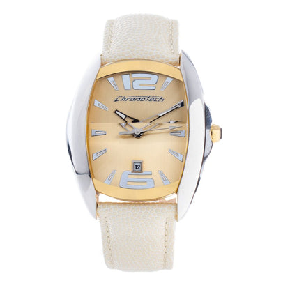 Chronotech Beige Leather Dress Watch 1728,67434610848,Accessories,Beige,Chronotech,Dress Watches - Watches - Accessories,New with tags,Unisex,Watches - Accessories