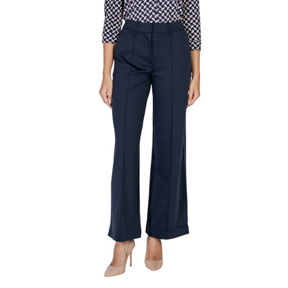 ICHI Blue Polyester Casual Pants