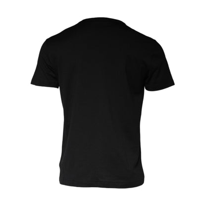 Dolce & Gabbana Black Cotton Necklace Embellished T-shirt