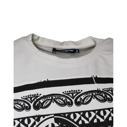 Dolce & Gabbana White Bandana Print Cotton Short Sleeves T-shirt