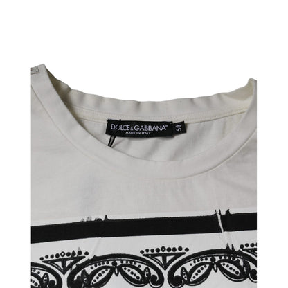 Dolce & Gabbana White Bandana Print Cotton Short Sleeves T-shirt