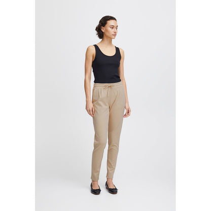 ICHI Beige Polyester Pants