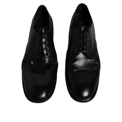 Dolce & Gabbana Black Leather Derby Formal Men Dress Shoes