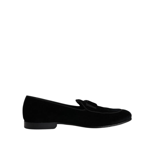 Dolce & Gabbana Black Velvet Loafers Formal Men Dress Shoes