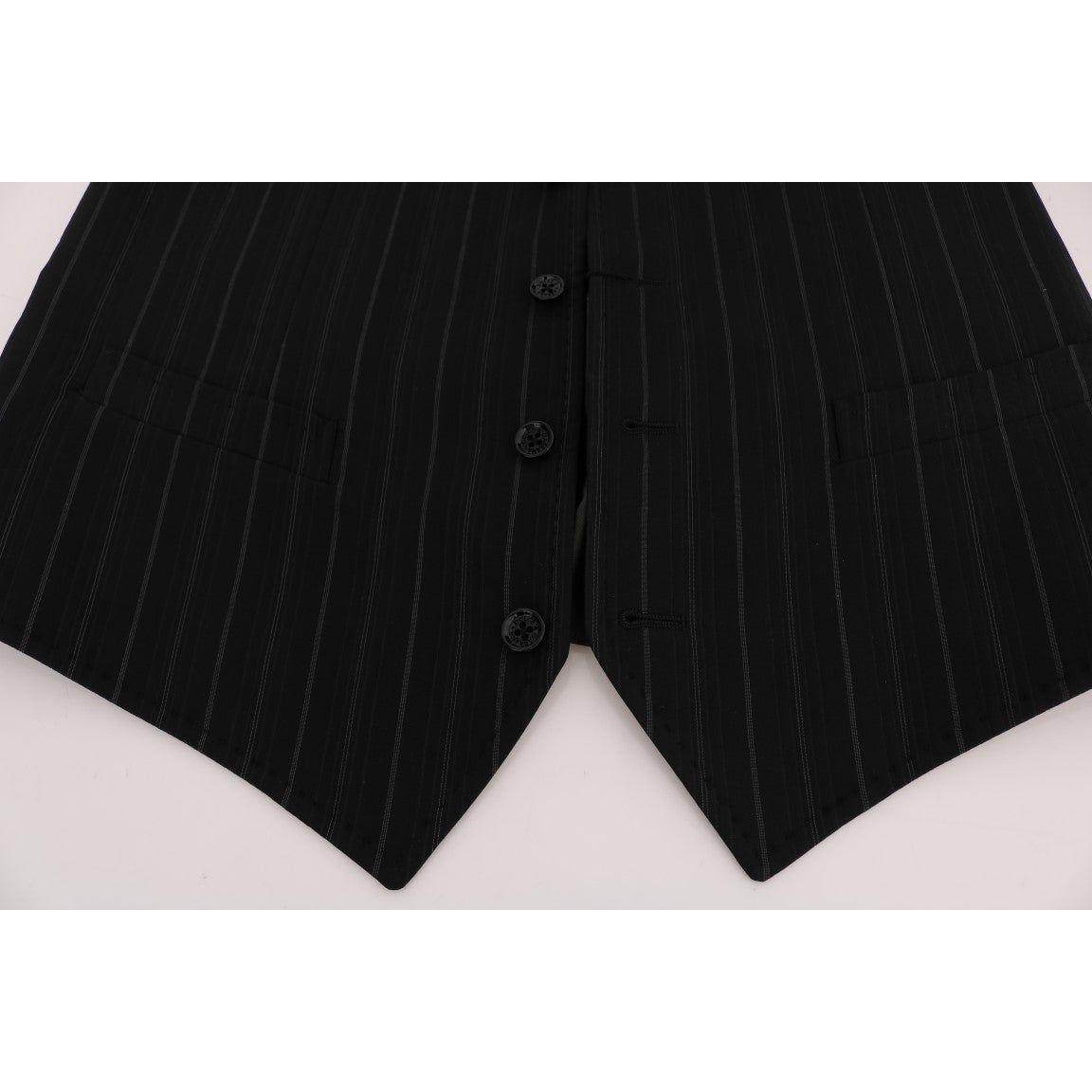 Dolce & Gabbana Black STAFF Cotton Striped Vest
