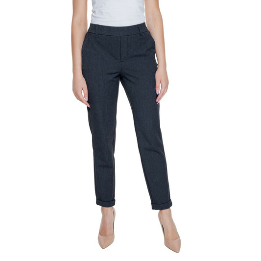 Vero Moda Gray Polyester Pant for women, featuring a blend of polyester, viscose, and elastane. Ideal for spring/summer collection.